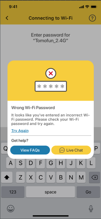 Message d'erreur : « mot de passe Wi-Fi incorrect » – Furbo Assistance